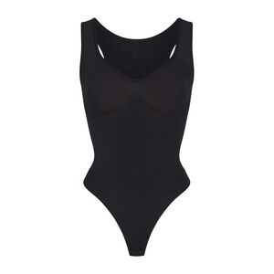 Skims Seamless sculpt scoop neck thong bodysuit - new without box black onyx